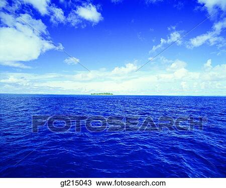 Stock Image - sea, sky, cloud, horizon, horizontal line, outdoor, exterior. Fotosearch