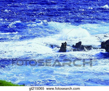 Stock Photography - seashore, coast, sea, wave, waves, outdoor, exterior. Fotosearch