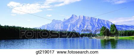 Stock Photo - river, Canada, forest, trees, mountain, sky, cloud. Fotosearch