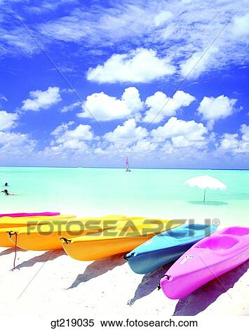 Stock Photography - yacht, sailboat, beach, seaside, sea, beach umbrella, parasol. Fotosearch