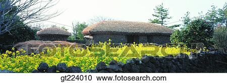 Stock Image - Korea, Cheju Island, Cheju folk town, folk. Fotosearch