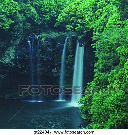 Korea, Cheju Island, Cheju, lake, pond, waterfall View Large Photo Image Stock Photo - Korea, Cheju Island, Cheju, lake, pond, waterfall. Fotosearch