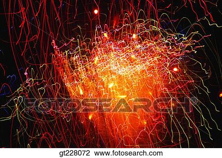 Stock Image - fireworks display, flame, blaze, spark, firework. Fotosearch
