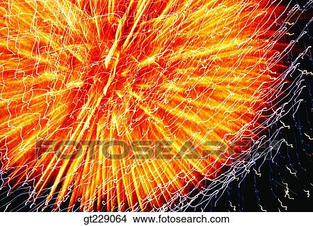 Picture - fireworks display, flame, blaze, spark, firework. Fotosearch