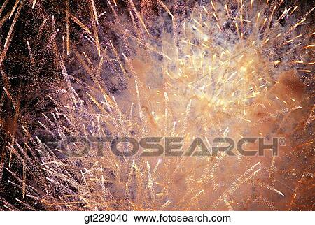 Stock Image - fireworks display, flame, blaze, spark, firework. Fotosearch