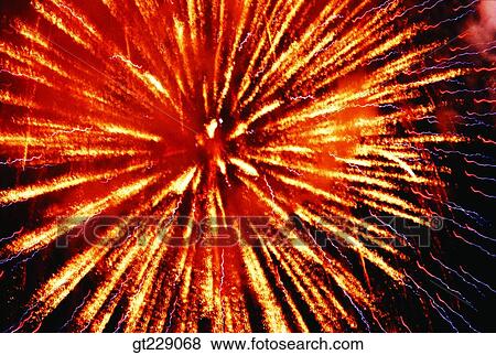 Stock Photo - fireworks display, flame, blaze, spark, firework. Fotosearch