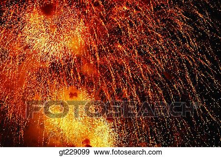 Stock Photo - fireworks display, flame, blaze, spark, firework. Fotosearch