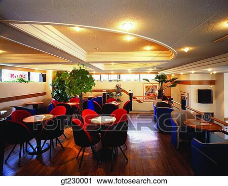 Stock Image - interior, day, daytime, daylight, indoor, coffee shop. Fotosearch
