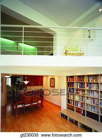 interior, indoor, bookcase, bookshelf, second floor View Large Photo Image Stock Photography - interior, indoor, bookcase, bookshelf, second floor. Fotosearch