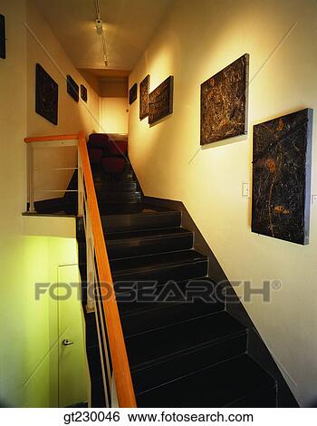 Stock Photograph - interior, indoor, picture frame, frame, stairs, staircase, stairway. Fotosearch