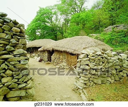 Cottage Farm Village Farming Village Village Stone Wall