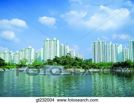 Korea, outdoor, exterior, day, daytime, daylight, apartment View Large Photo Image Picture - Korea, outdoor, exterior, day, daytime, daylight, apartment. Fotosearch
