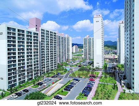 Korea, outdoor, exterior, day, daytime, daylight, apartment View Large Photo Image Picture - Korea, outdoor, exterior, day, daytime, daylight, apartment. Fotosearch