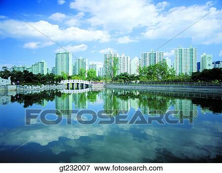 Stock Photo - Korea, outdoor, exterior, day, daytime, daylight, apartment. Fotosearch