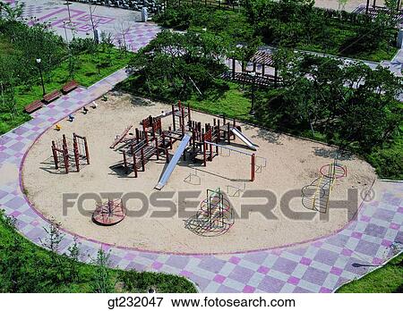 Stock Photo - Korea, outdoor, exterior, day, daytime, daylight, playground. Fotosearch