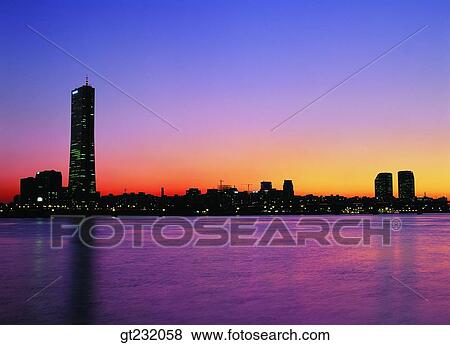 Stock Photo - Korea, outdoor, exterior, night, night view, city, town. Fotosearch