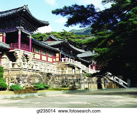 Picture - Bulguksa, race, run, stairs, staircase, stairway, outdoor. Fotosearch