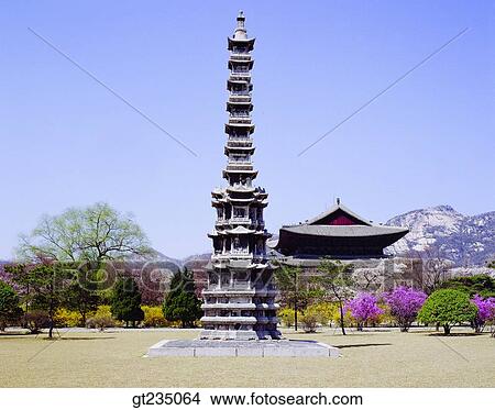 Gyeongbok palace, Gyeongbok Palace, 13storystone pagoda, stone tower, pagoda, stone pagoda, stone tower View Large Photo Image Picture - Gyeongbok palace, Gyeongbok Palace, 13storystone pagoda, stone tower, pagoda, stone pagoda, stone tower. Fotosearch