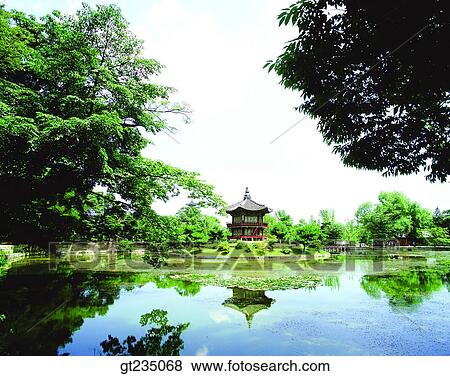 Gyeongbok palace, Gyeongbok Palace, Hyangwonjung, pond, summer, reflection View Large Photo Image Stock Photo - Gyeongbok palace, Gyeongbok Palace, Hyangwonjung, pond, summer, reflection. Fotosearch