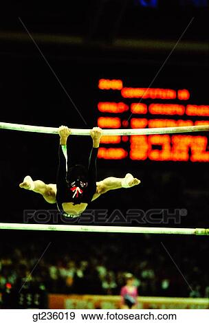 Stock Photo - exercise bar, exercise bar, people, person, national athlete, Olympic, Olympics. Fotosearch