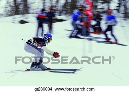 Picture - ski, sking, people, person, ski resort, skiing ground, national athlete. Fotosearch