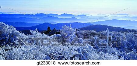 Stock Photo - Korea, outdoor, dawnlandscape, scene, scenery, nature, snowscape. Fotosearch