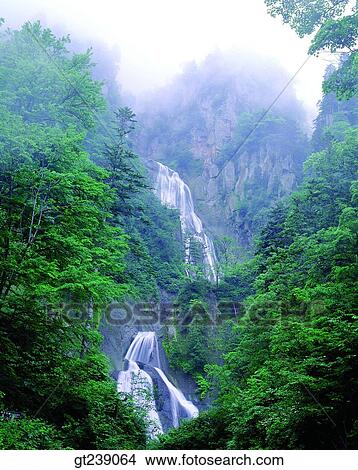 Picture - Korea, exterior, day, daytime, daylight, Japan, waterfall. Fotosearch