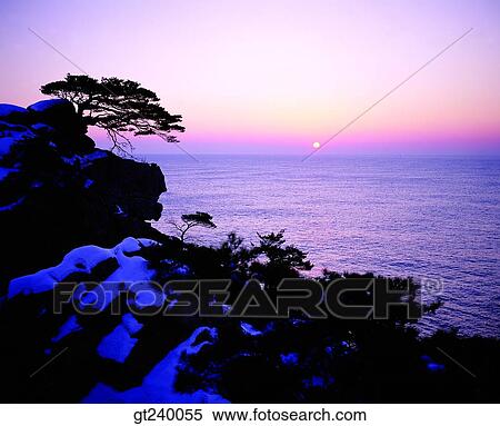 Stock Photography - outdoor, exterior, night, sundown, red sky, sunrise, sunup. Fotosearch