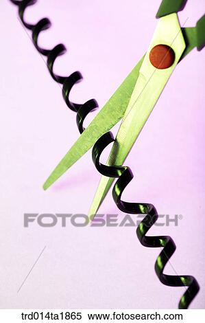 Stock Photography - advertisement concept, cut, phone line, scissors, advertisement. Fotosearch