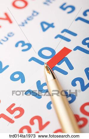 Stock Image - business, calendar, indication, pen, background, close up. Fotosearch