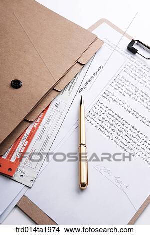 Picture - business, documentsfile, pen. Fotosearch