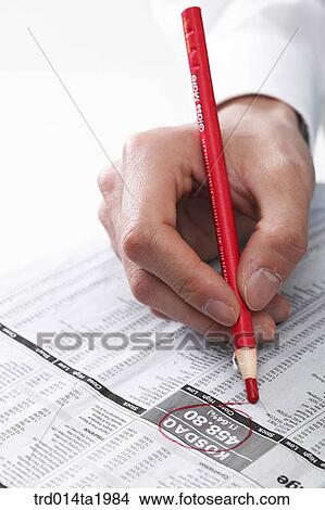 person, business, body, hand, close up,? pencil, newspaper View Large Photo Image Picture - person, business, body, hand, close up,? pencil, newspaper. Fotosearch