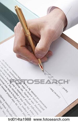 Stock Photo - person, business, businessman, body, hand, pen, writing. Fotosearch