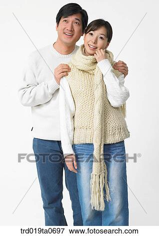daytime, oriental, muffler, smile, couple, person View Large Photo Image Stock Photo - daytime, oriental, muffler, smile, couple, person. Fotosearch