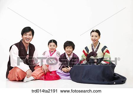 Stock Image - festival day, New Year's Day, Korean clothes, tradition, clothes, harvest festival, person. Fotosearch