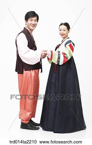 Stock Image - festival day, New Year's Day, Korean clothes, tradition, clothes, harvest festival, person. Fotosearch