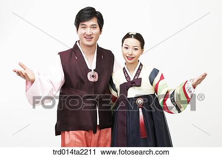 Stock Image - festival day, New Year's Day, Korean clothes, tradition, clothes, harvest festival, person. Fotosearch