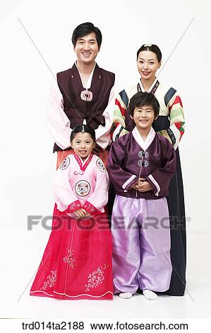Stock Photo - festival day, New Year's Day, Korean clothes, tradition, clothes, harvest festival, person. Fotosearch