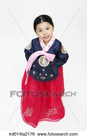 Stock Photograph - festival day, New Year's Day, Korean clothes, tradition, clothes, harvest festival, person. Fotosearch