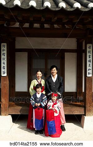 Stock Photography - festival day, New Year's Day, Korean clothes, tradition, clothes, harvest festival, outdoor. Fotosearch