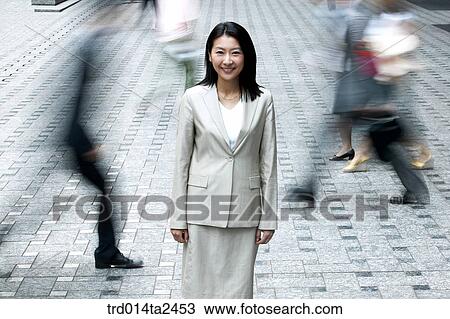 Stock Image - street, person, oriental, Korean, Asian, woman. Fotosearch