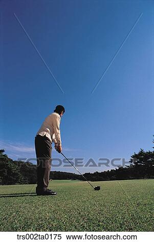 Stock Photography - person, Oriental, Korean, one person, outdoor, golf. Fotosearch
