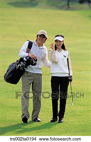 Picture - person, Oriental, Korean, two people, woman, outdoor. Fotosearch