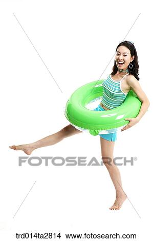 Picture - person, Oriental, Korean, one person, woman, summer, vacation. Fotosearch