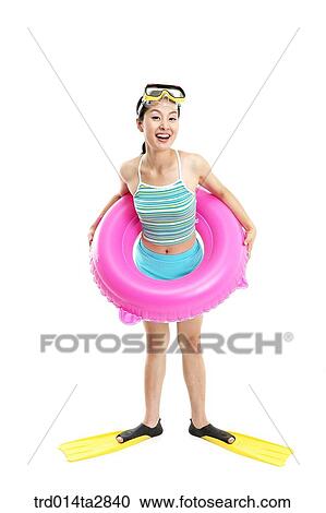 Stock Image - person, Oriental, Korean, one person, woman, summer, vacation. Fotosearch