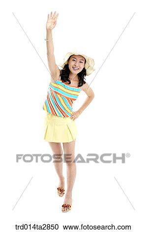 Stock Image - person, Oriental, Korean, one person, woman, summer, vacation. Fotosearch