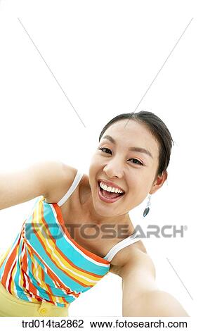 Stock Image - person, Oriental, Korean, one person, woman, summer, vacation. Fotosearch