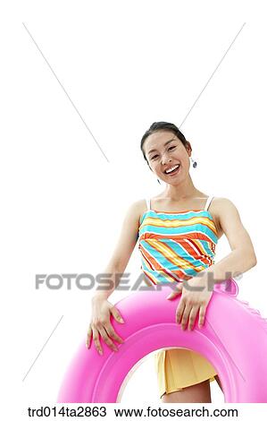 Stock Image - person, Oriental, Korean, one person, woman, summer, vacation. Fotosearch