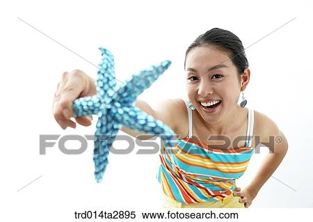 Stock Photography - person, Oriental, Korean, one person, woman, summer, vacation. Fotosearch