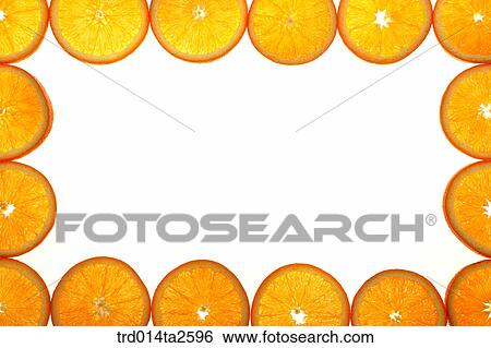 Stock Photograph - food, fruit, orange, background, frame, slice. Fotosearch